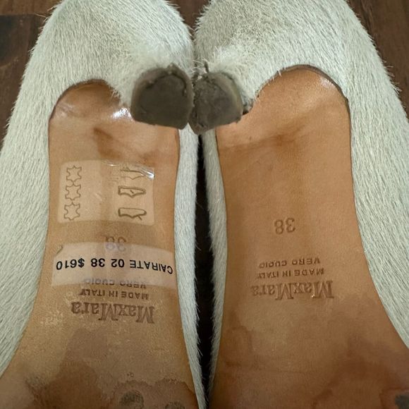 MAX MARA Pointed Toe Calf Hair Pump Stiletto Heels in Neutral - Picture 9 of 10